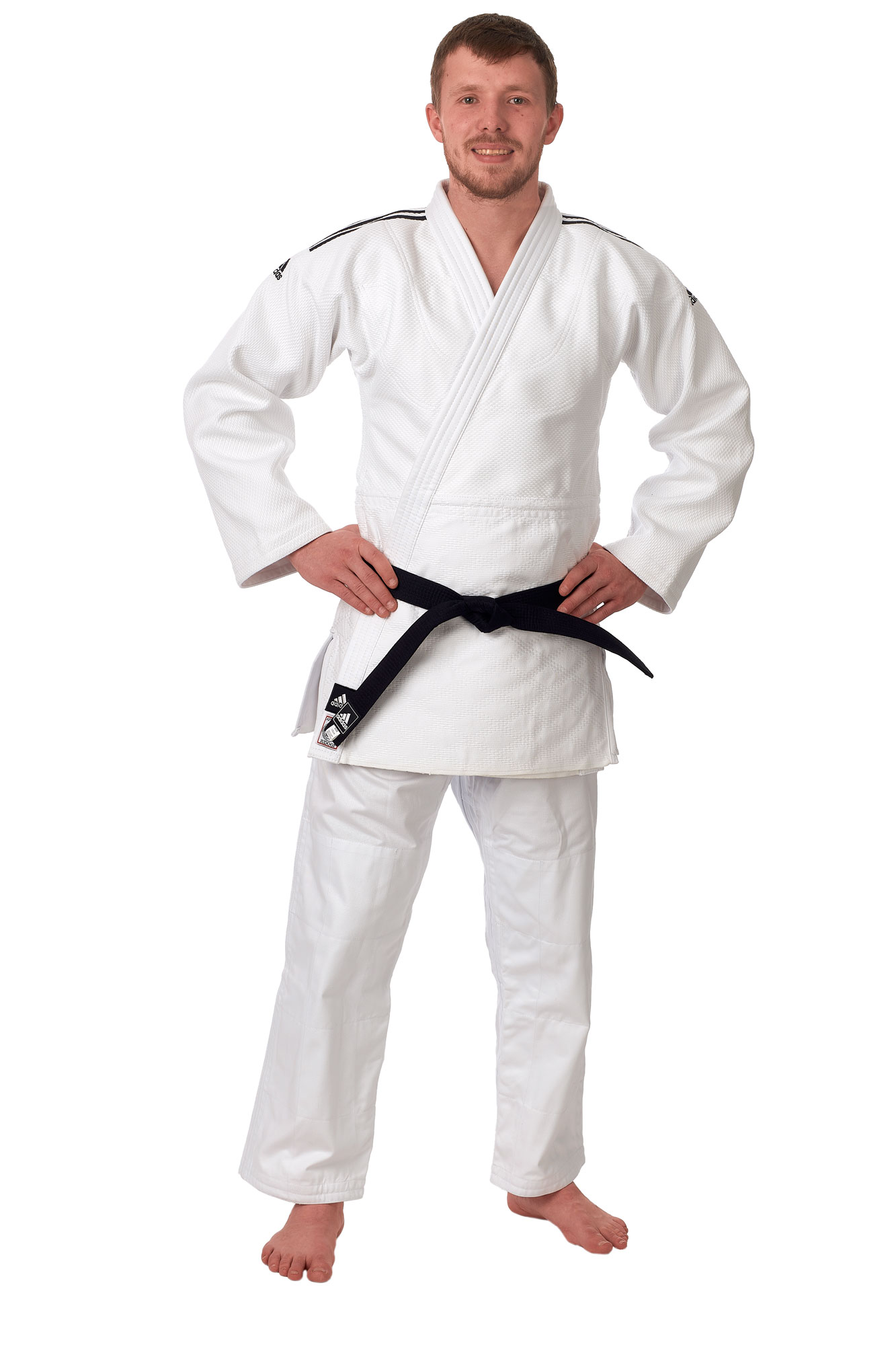 adidas-Judo-ChampionII_IJF-slim-Modell-12840786 adidas Judoanzug CHAMPION II IJF slim cut, weiß/schwarze Streifen, JIJFS