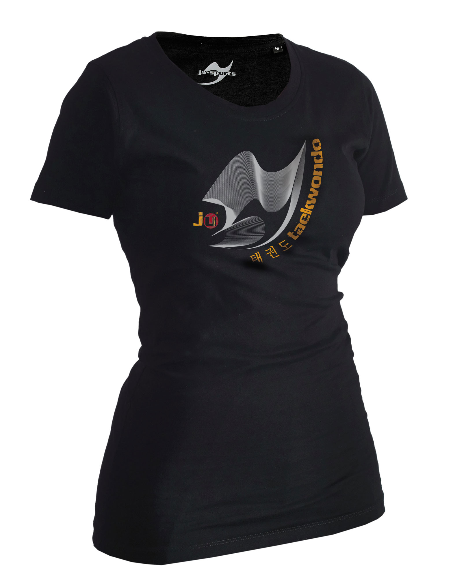Taekwondo-Shirt Moiré schwarz Lady