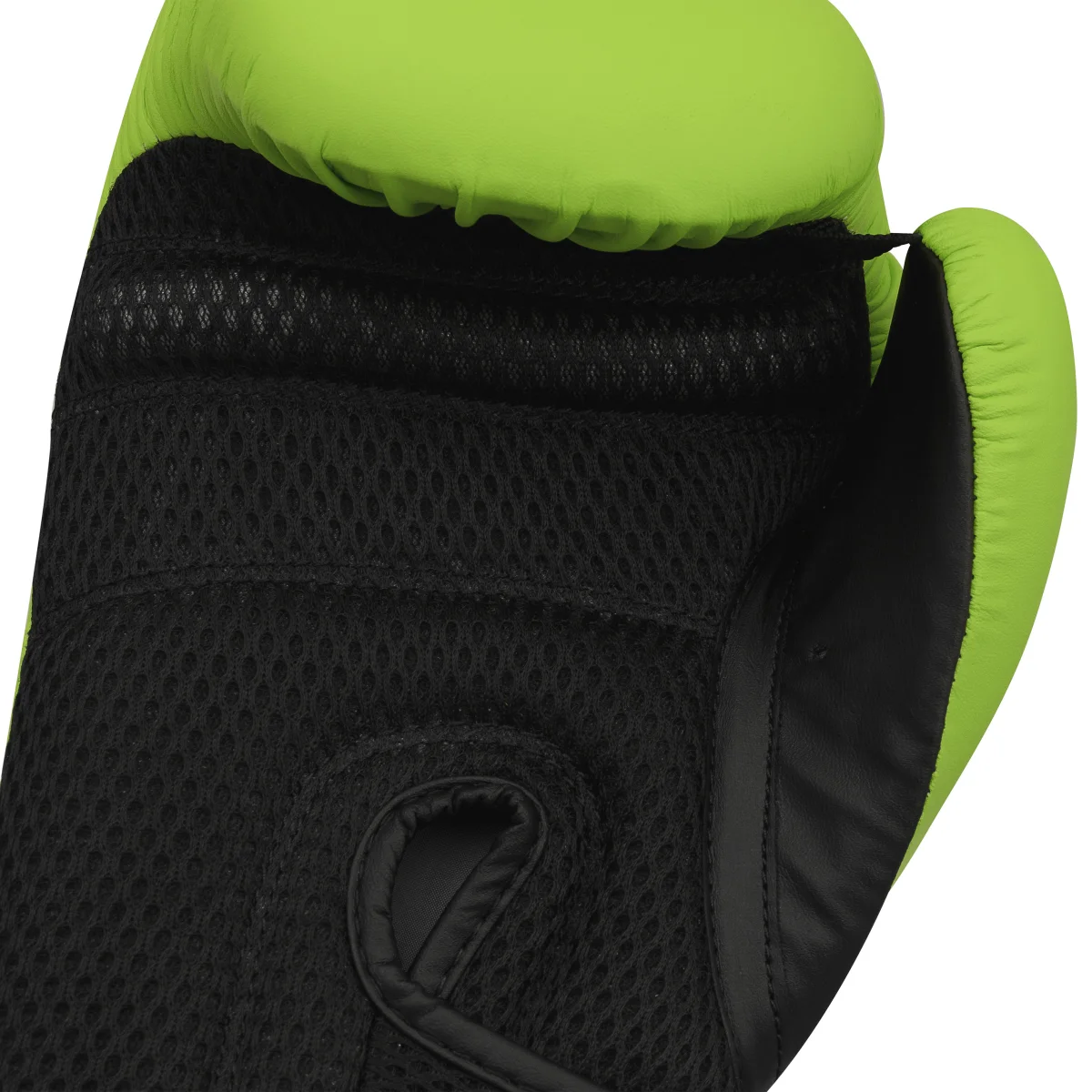 Boxhandschuh, Netzgewebe, Neon-Grün, Klettverschluss, offenes Fingerdesign