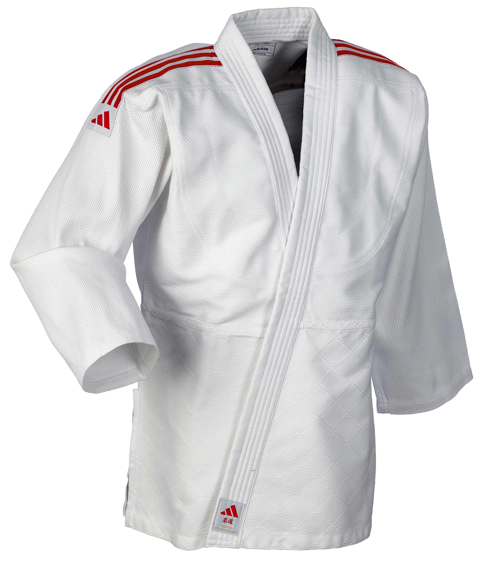 adidas-J350P_WB-Judo-uniform-white_red-02 adidas Judo-Anzug Club weiß/rote Streifen, J350