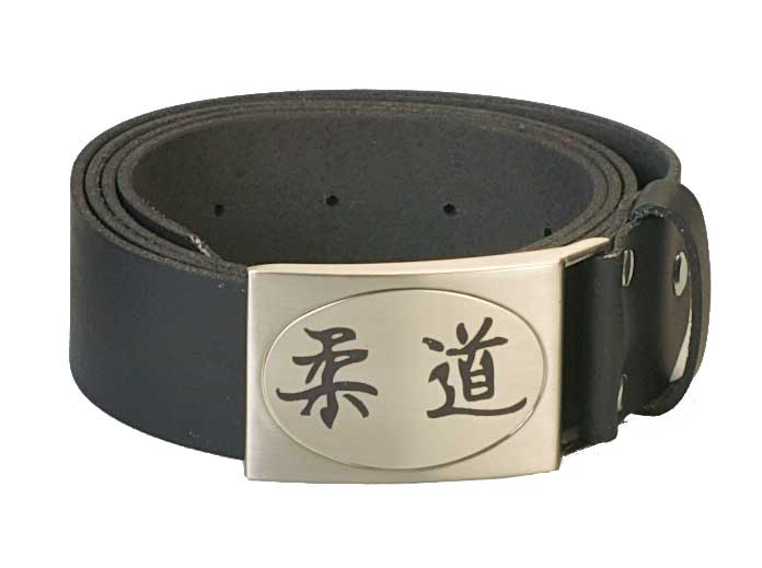 Gürtel echt Leder mit graviertem Kanji Judo