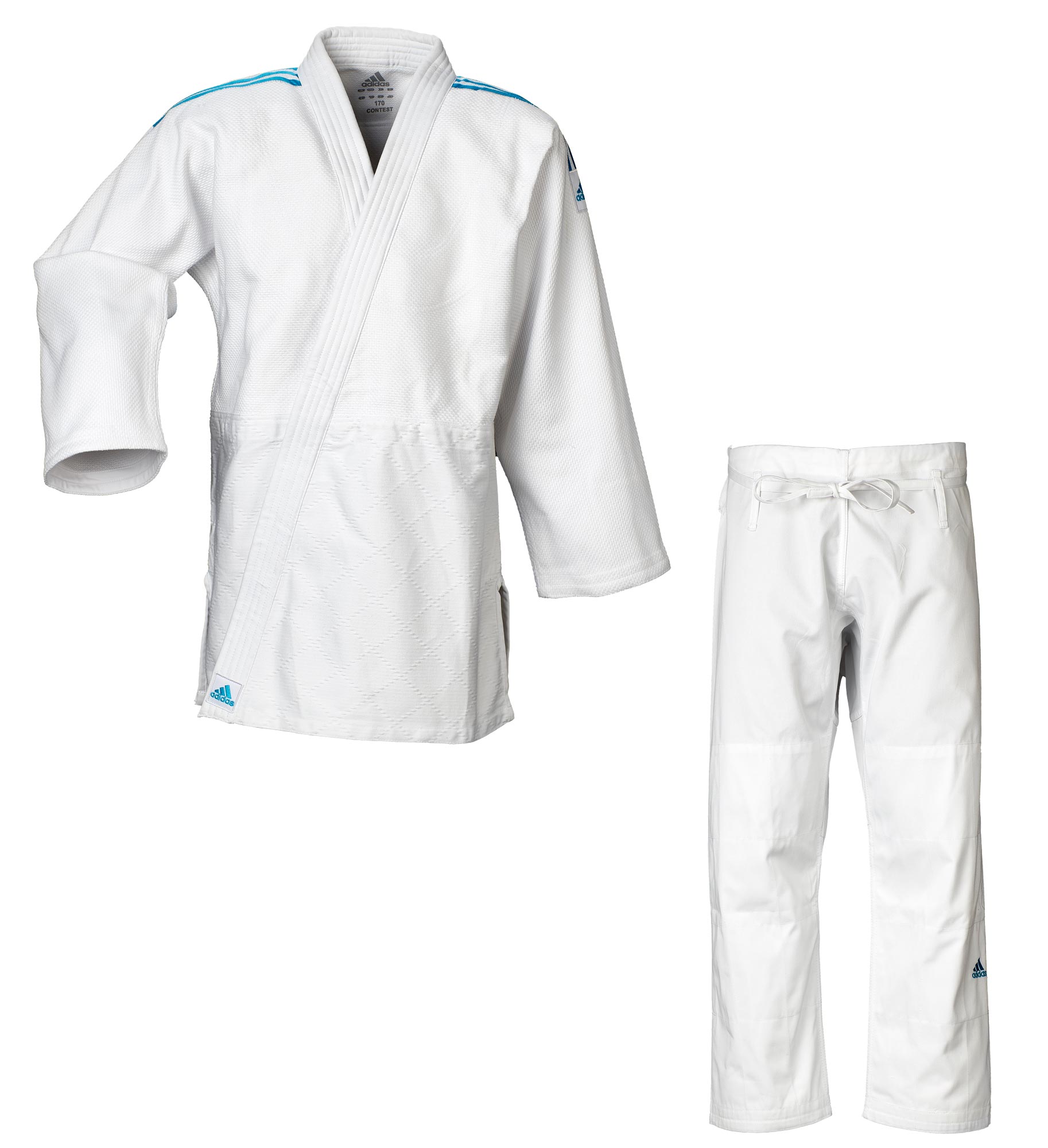adidas-Judo_Gi-J650-Contest-White_blue-1 adidas Judo-Anzug Contest weiß/blaue Streifen, J650