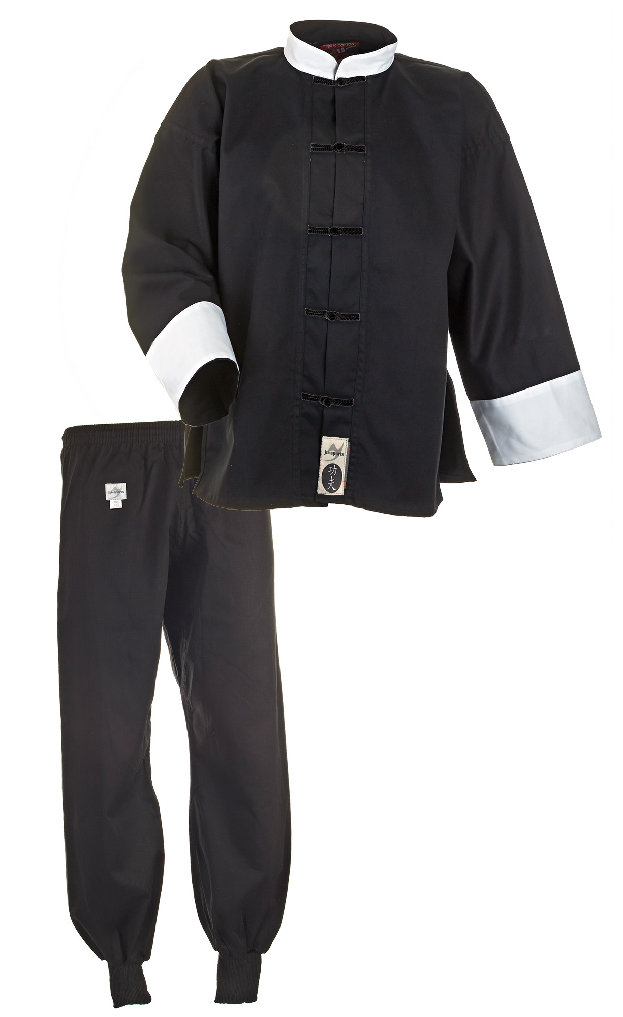 Kung Fu Anzug schwarz/weiß, Cotton