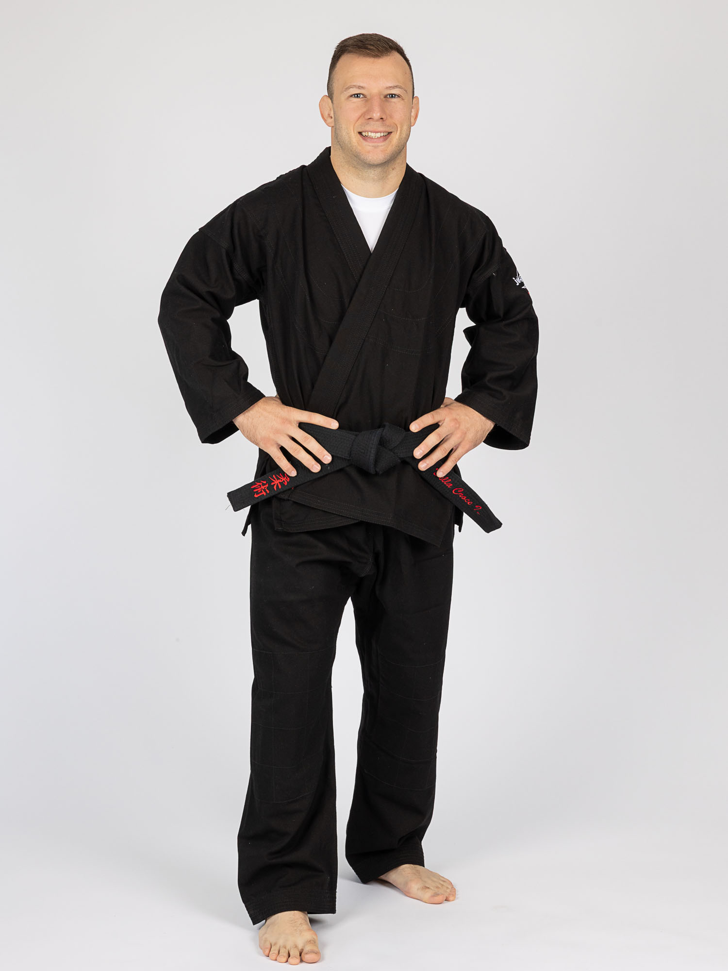 Judo-Anzug, Gürtel, Schwarz, Mann, Sportbekleidung