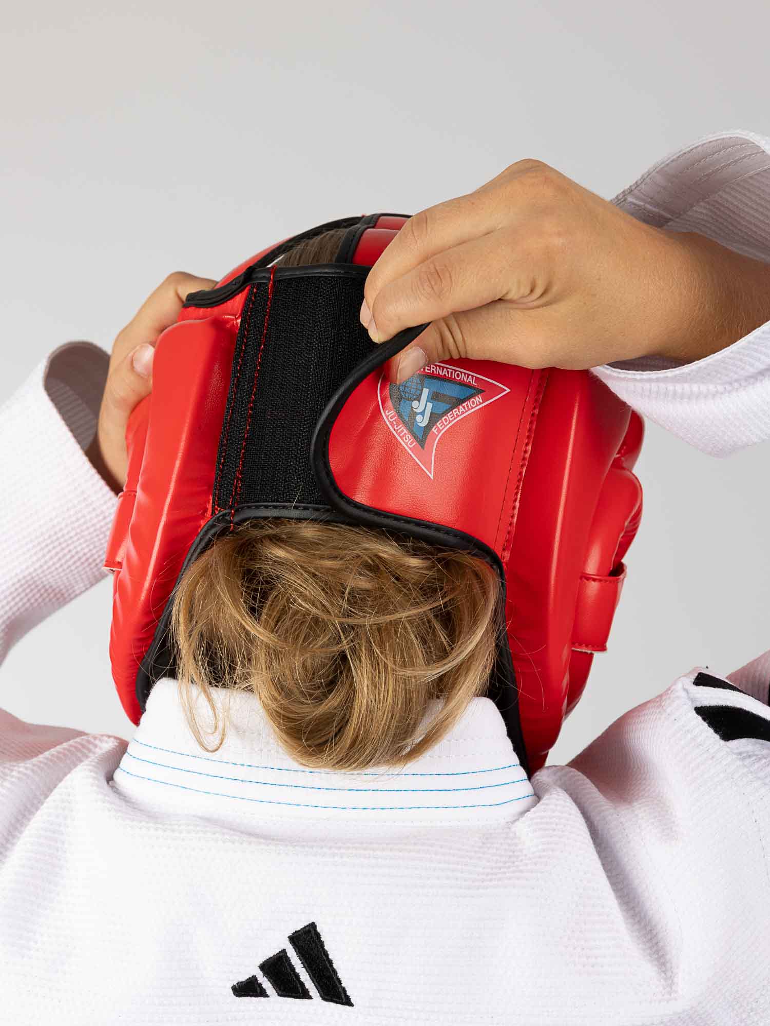 Box Headgear, Schutzeinlage, Rot, Gurtsystem, Judo- oder Taekwondo-Trainingskopfhaube