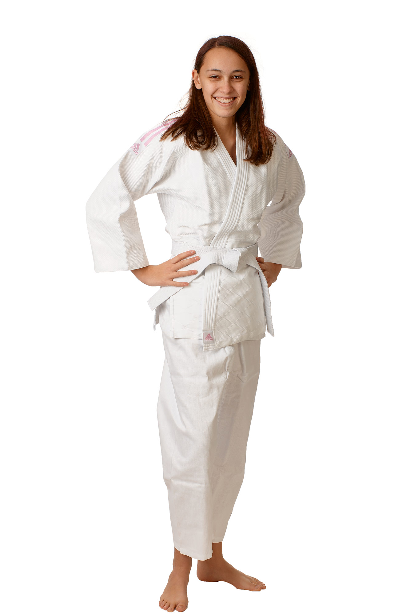 adidas-J350K-white_pink-Judo-1502 adidas Judo-Anzug Club weiß/pinke Streifen, J350