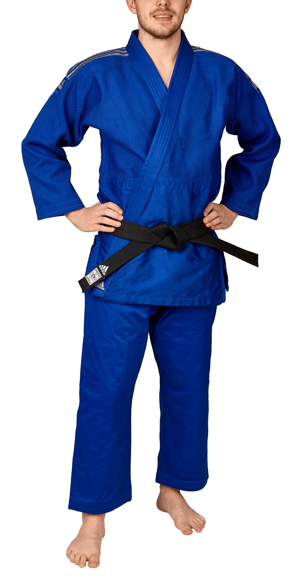 adidas Judo-Anzug Contest blau/silberne Streifen, J650B adidas Judo-Anzug Contest blau/silberne Streifen, J650B