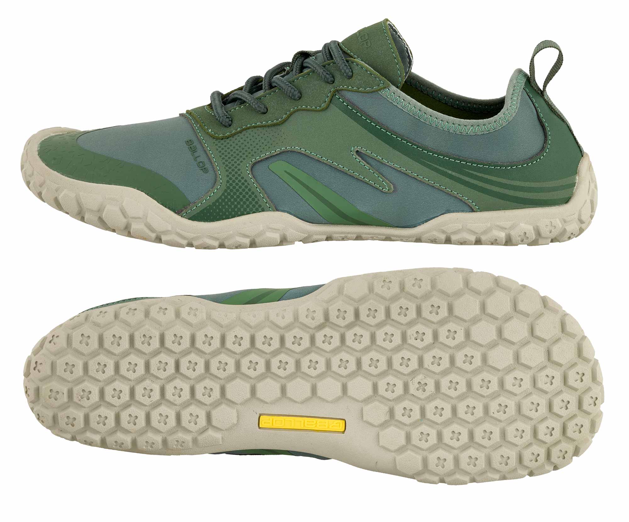 Trail-Schuh, Grüner Sneaker, Outdoor-Schuh, Sechskant-Profil, Borea/unknown model sole