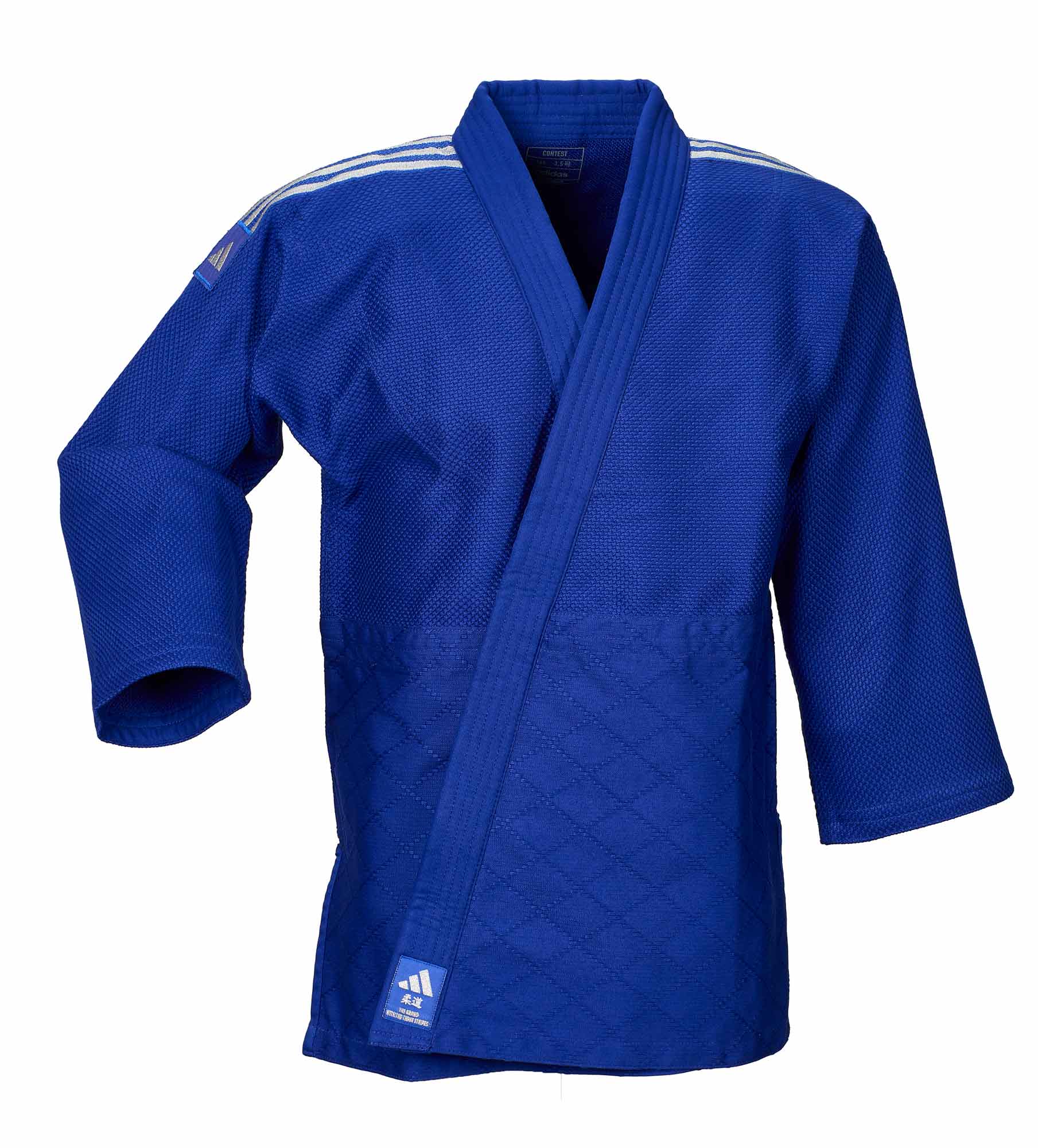 adidas Judo-Anzug Contest blau/silberne Streifen, J650B adidas Judo-Anzug Contest blau/silberne Streifen, J650B