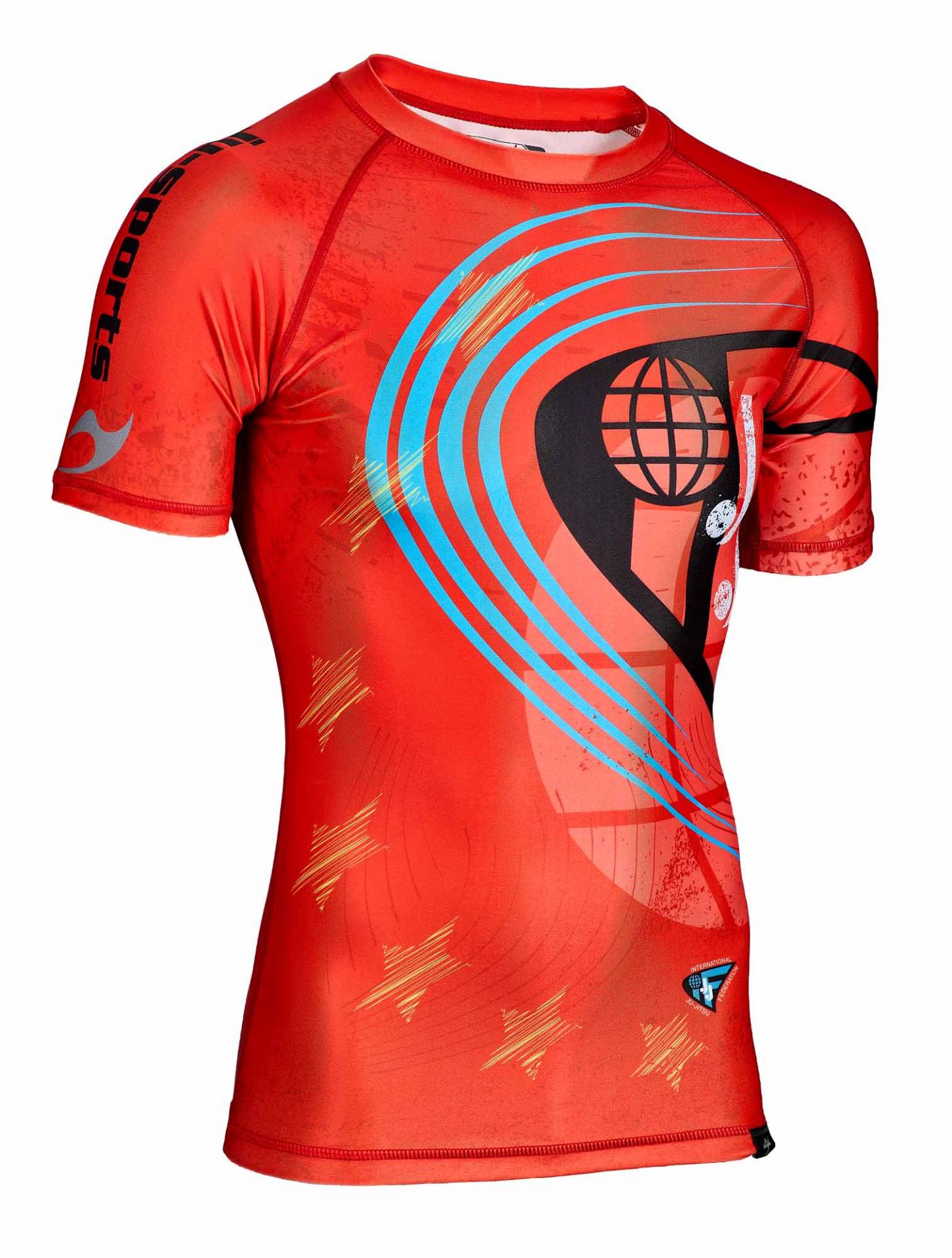 Rashguard kurzarm rot - JJIF approved mit Ländercode Rashguard kurzarm rot - JJIF approved mit Ländercode