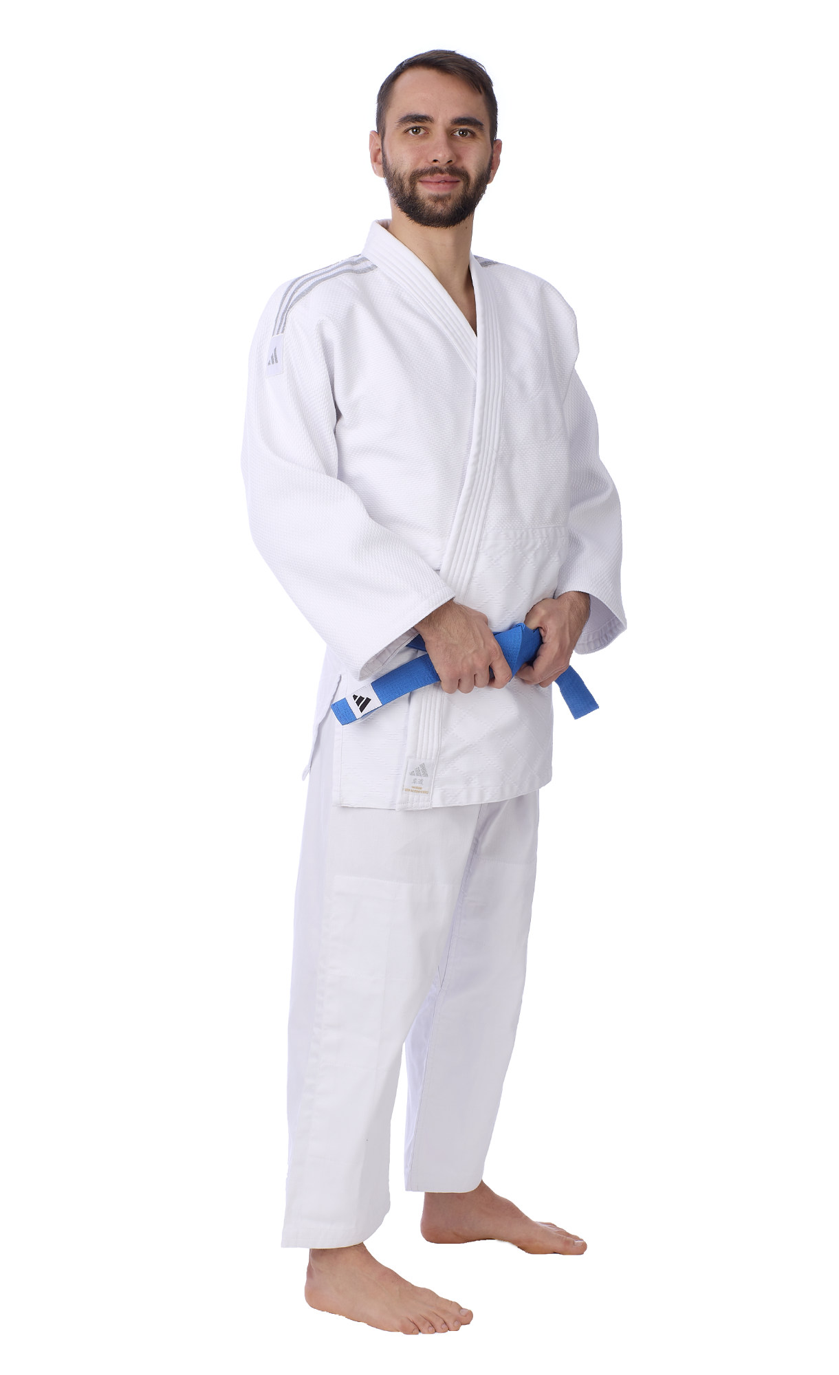 Judo-Contest-white_silver-Modell-0234 adidas Judo-Anzug Contest weiß/silberne Streifen, J650