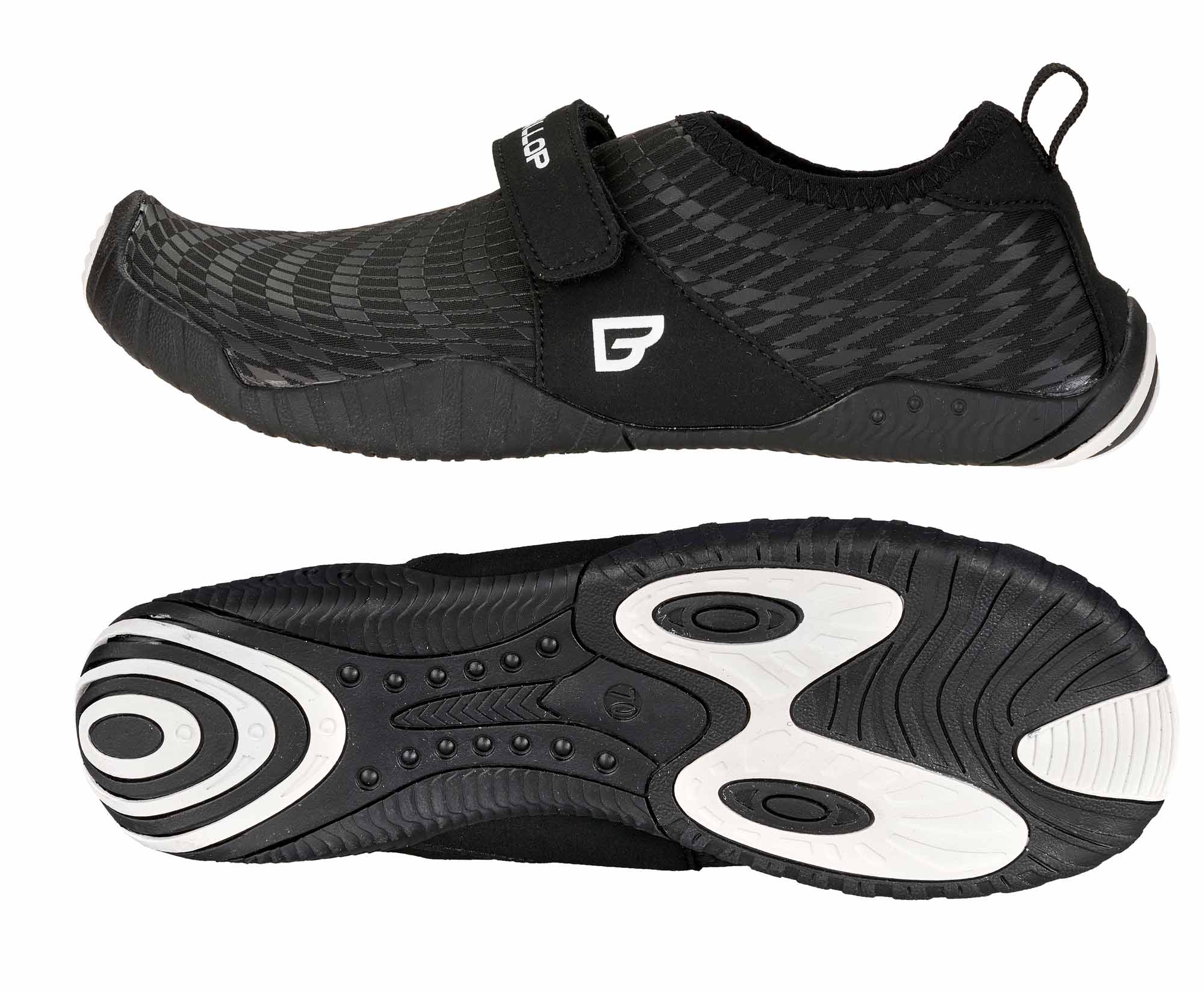 Schuhe, Sneaker, Laufschuh, Schuhsohle, schwarz, Sneaker, Sportschuh, Gummi-Sohle, Schwarz, Strap-Schuh