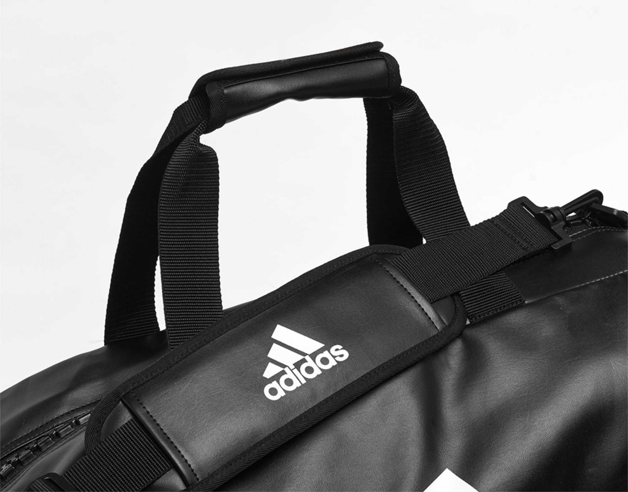 adiACC051-2IN1-BAG-BLACK-WHITE-CLOSE-UP-03WTQyjV95bPh19 adidas 2in1 Bag "Kickboxing" black/white PU, adiACC051KB