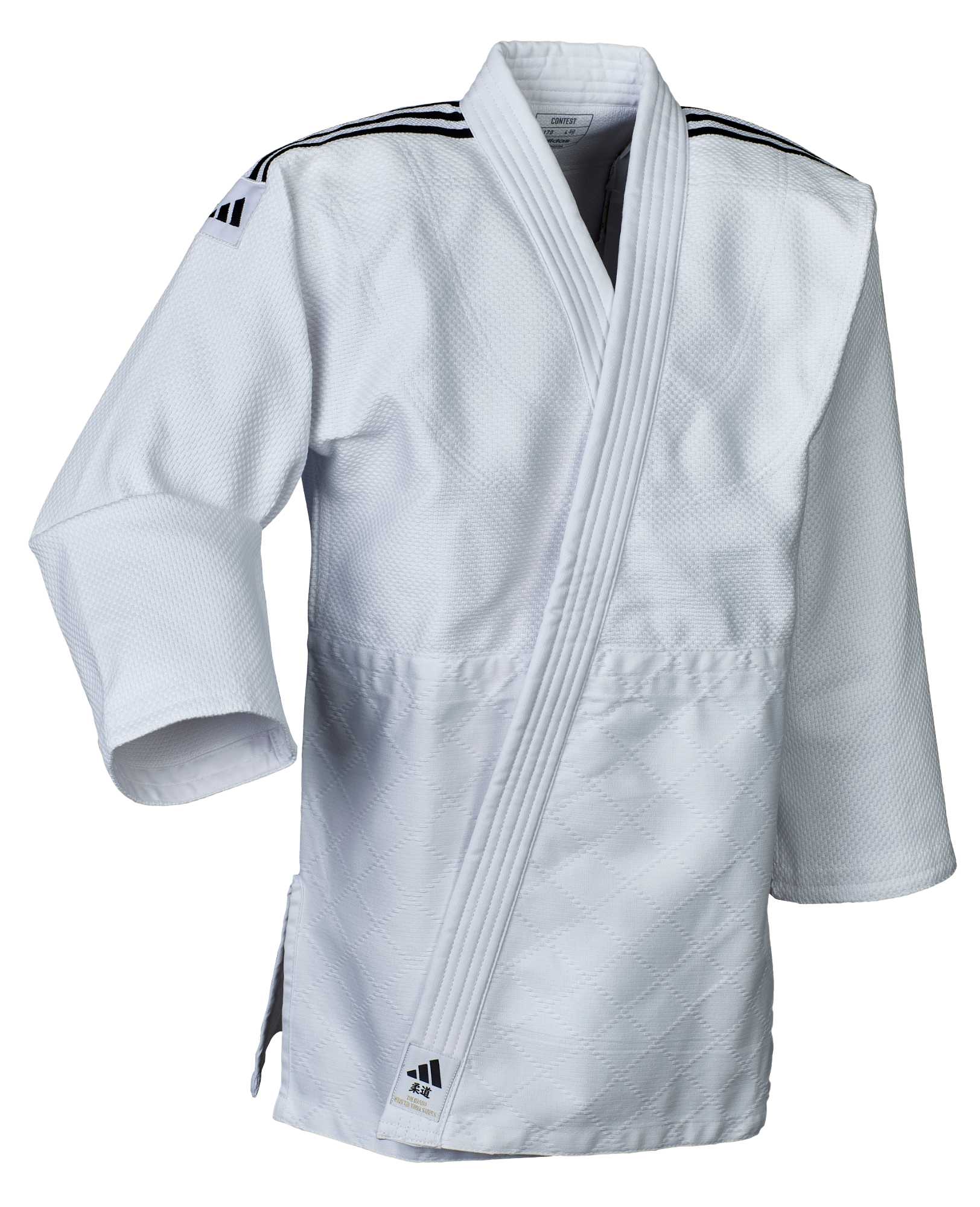 J650P-white_black-Judo-uniform-Contest-2023-0007 adidas Judo-Anzug Contest weiß/schwarze Streifen, J650
