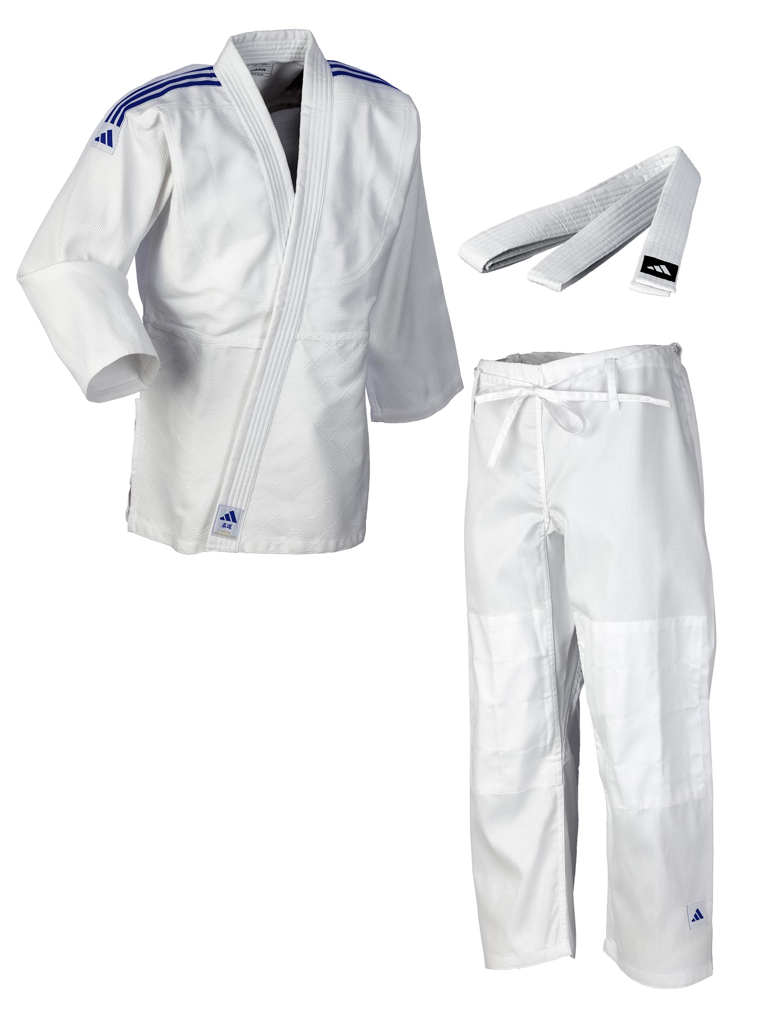 adidas Judo-Anzug Club weiß/blaue Streifen, J350