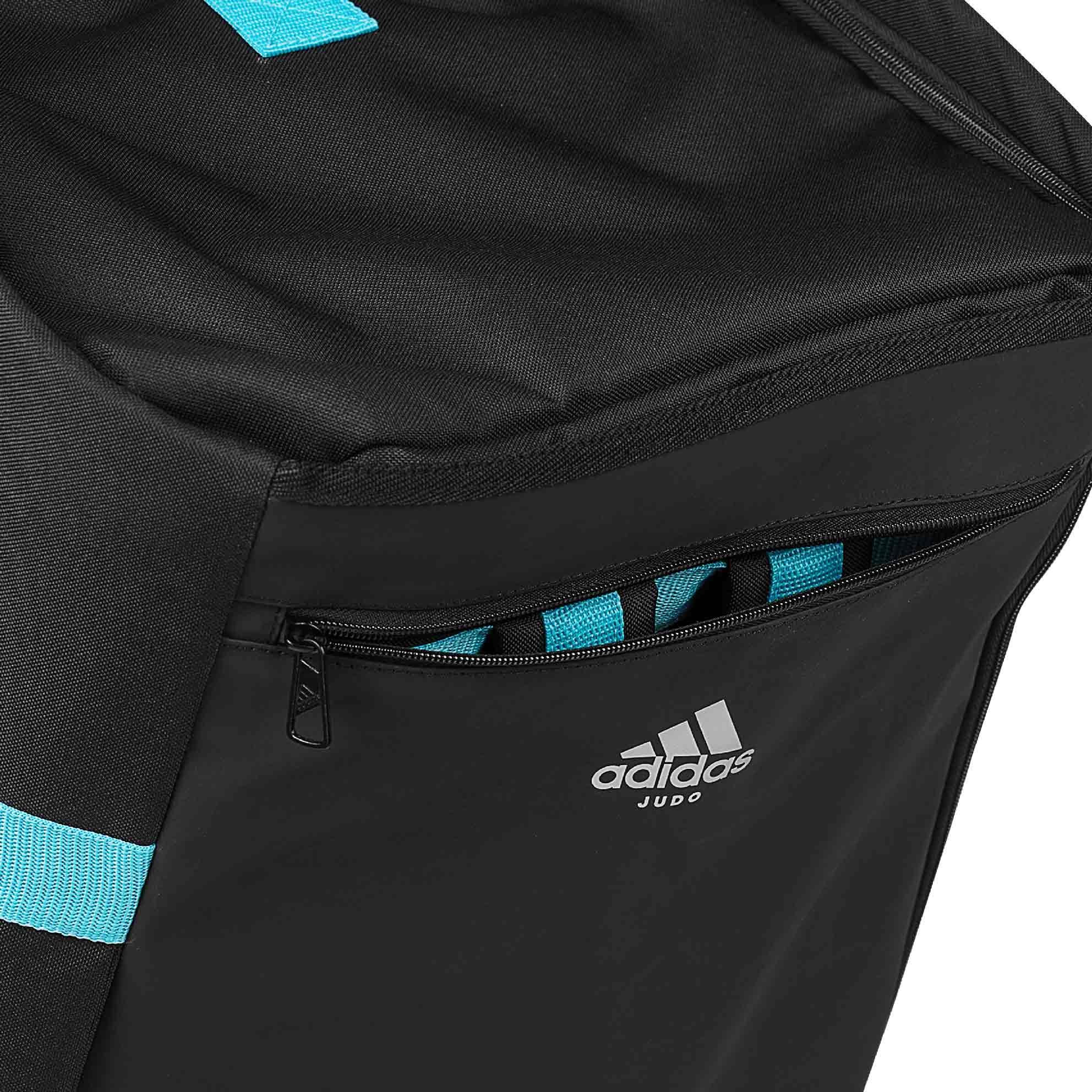 adiACC200-Black-Blue-Close-02 adidas 2in1 Bag Judo black/cyan M, ADIACC200J