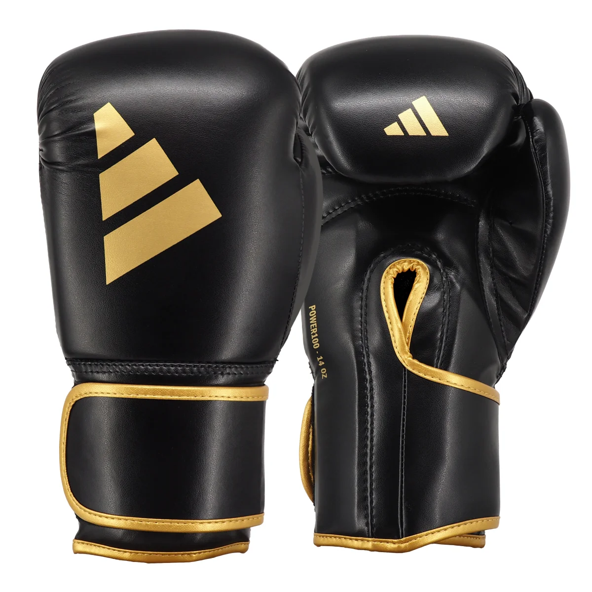 Boxhandschuhe, Schwarz, Goldene Akzente, Klettverschluss, Kunstleder