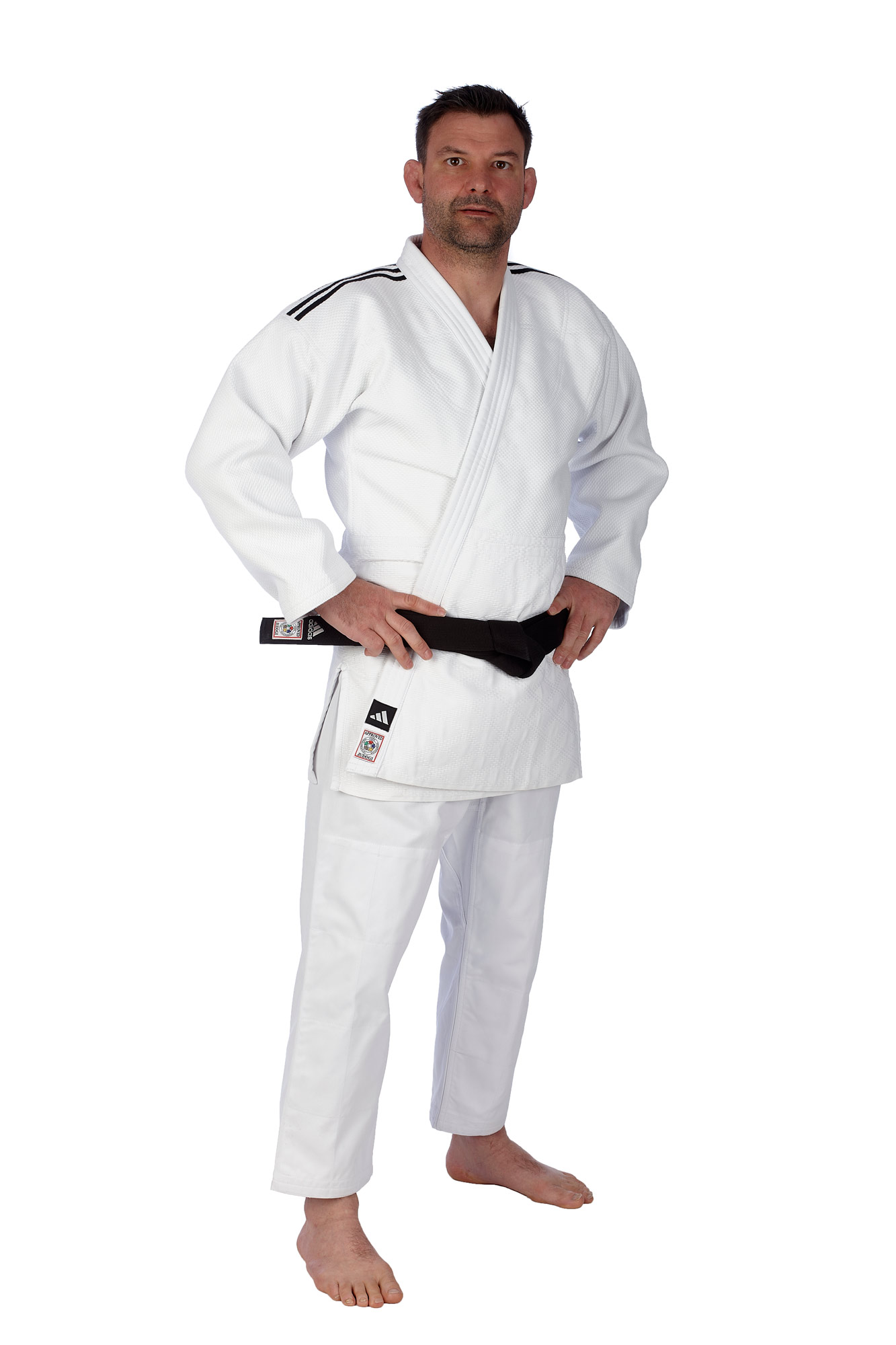 adidas Judoanzug CHAMPION III IJF - Model 1 weiß/schwarze Streifen JIJFS adidas Judoanzug CHAMPION III IJF - Model 1 weiß/schwarze Streifen JIJFS