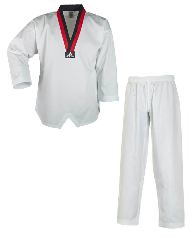 adidas Taekwondoanzug Poom, schwarz/rotes Revers