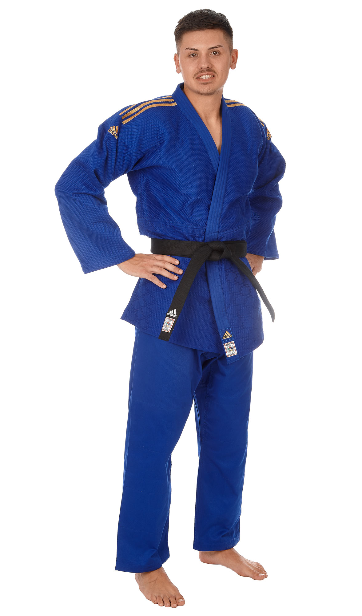 adidas-JudoGi-ChampionII-IJF-normal-blue-gold-stripes-3 adidas Judoanzug CHAMPION II IJF, blau/goldene Streifen, JIJF