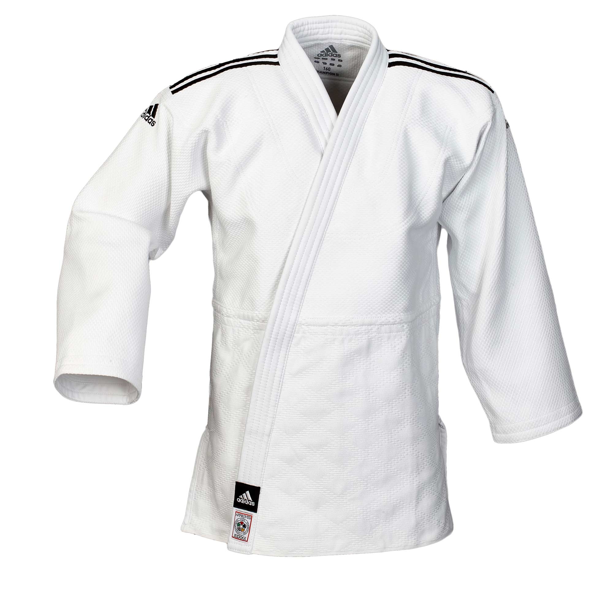adidas-JudoUniform-ChampionII-IJF-norm-3 adidas Judoanzug CHAMPION II IJF, weiß/schwarze Streifen, JIJF