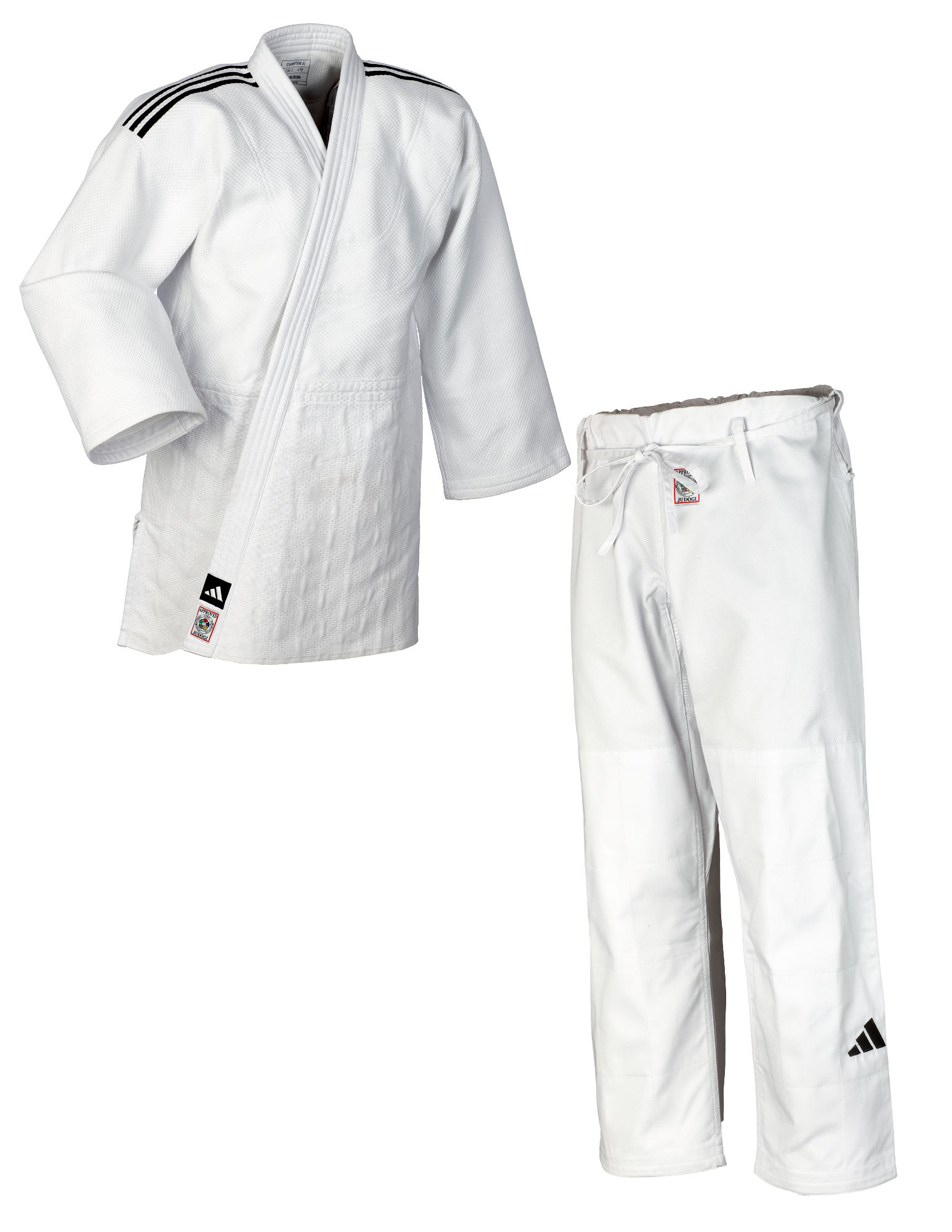 adidas Judoanzug CHAMPION III IJF - Model 2 weiß/schwarze Streifen JIJF