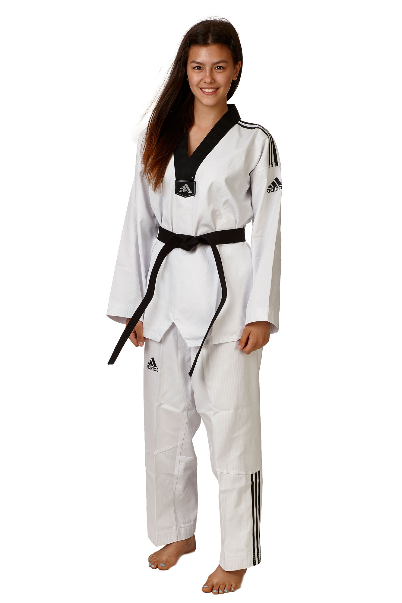 adiClu3-3Stripes-0610 adidas Taekwondoanzug, Adi Club 3 stripes, schwarzes Revers, ADITCB02