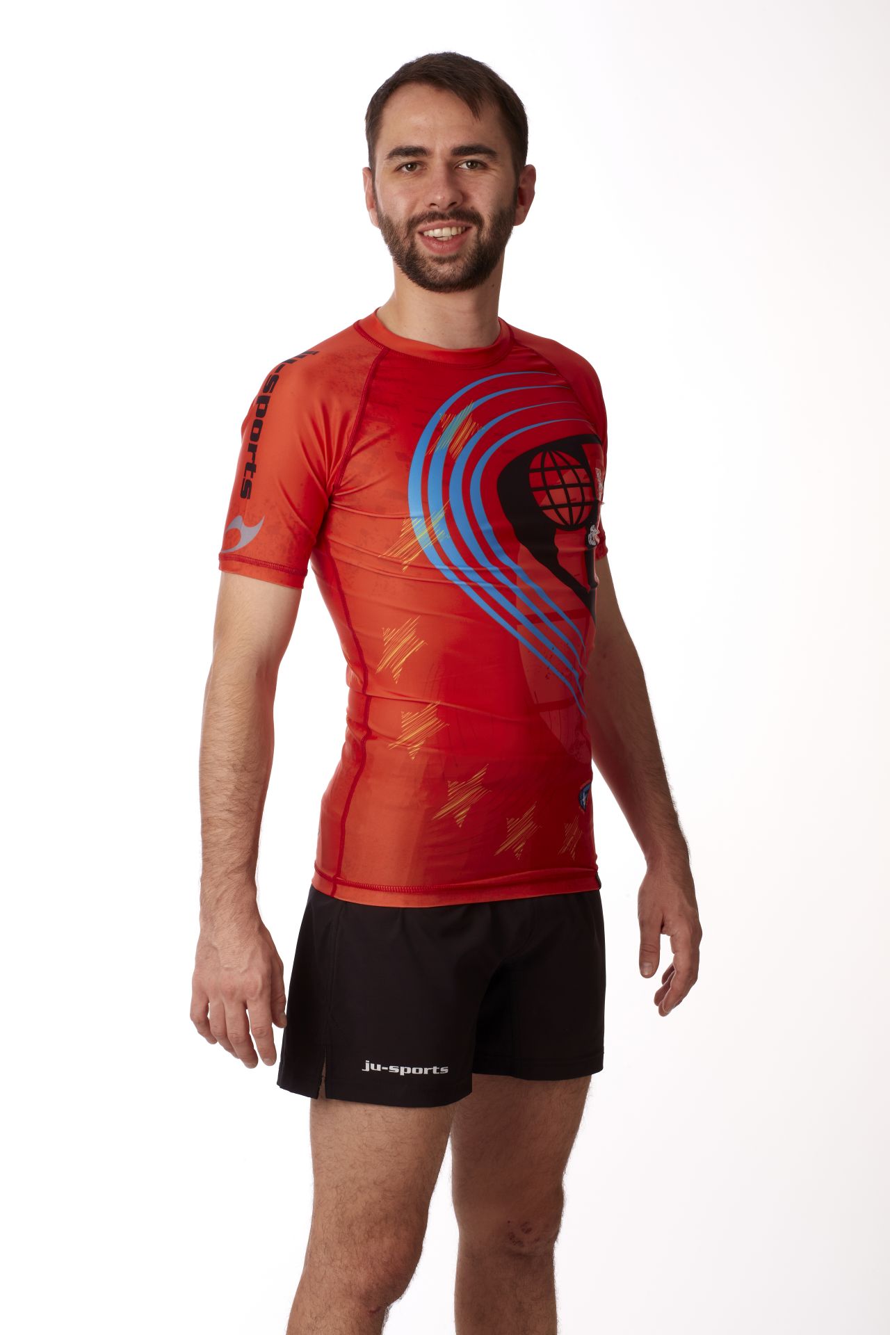 Rashguard kurzarm rot - JJIF approved mit Ländercode Rashguard kurzarm rot - JJIF approved mit Ländercode