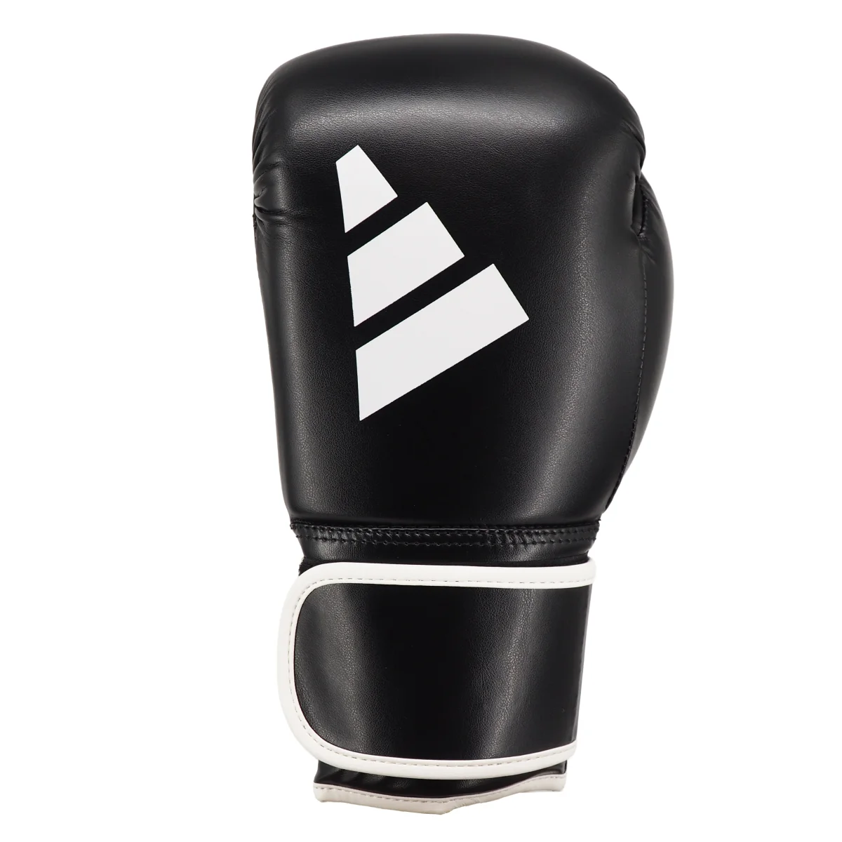 Boxhandschuh, Leder, Schwarz, Klettverschluss, Weißes Logo