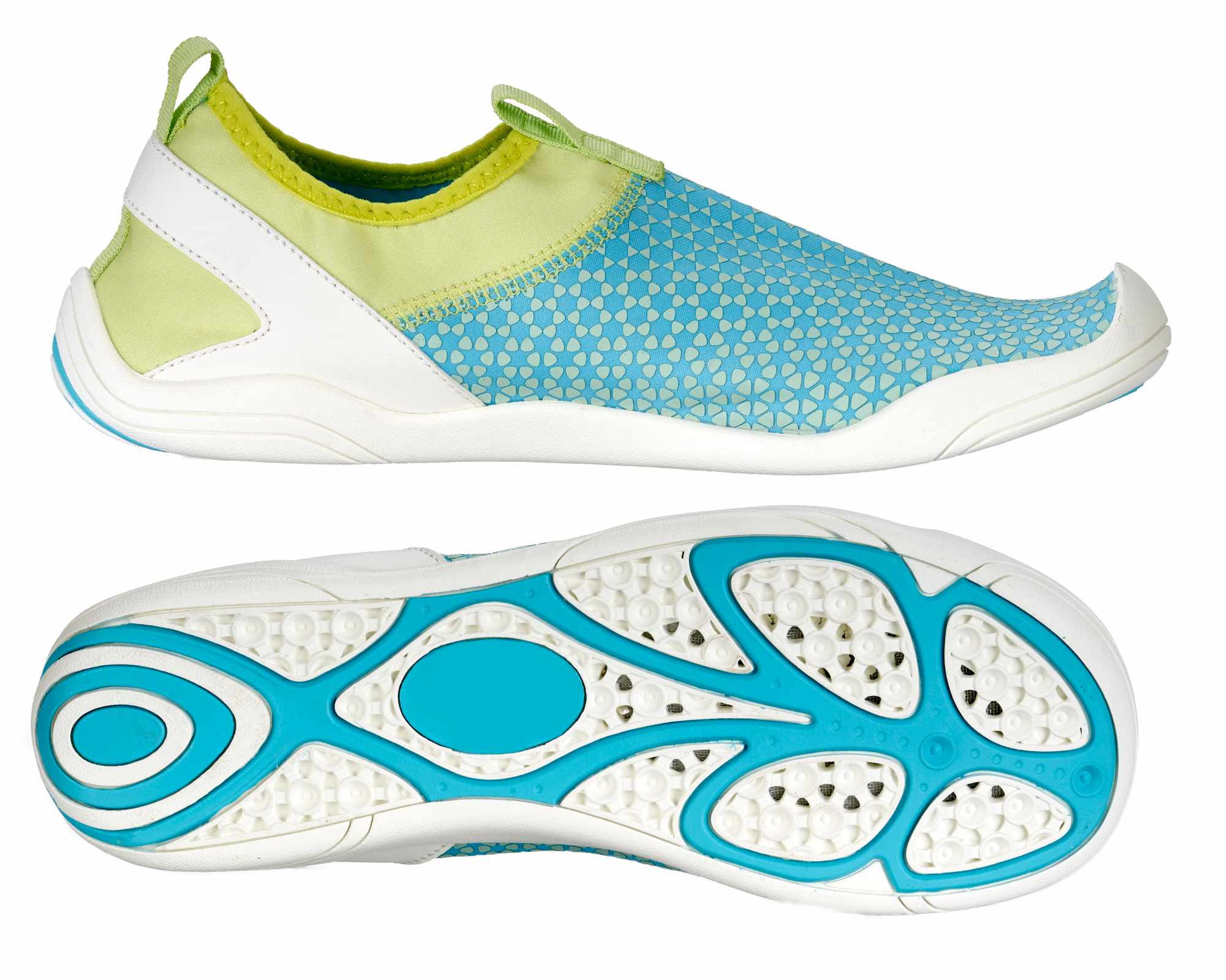 Schuh, Slip-On, Aquablau, Mesh-Obermaterial, Gummi-Sohle