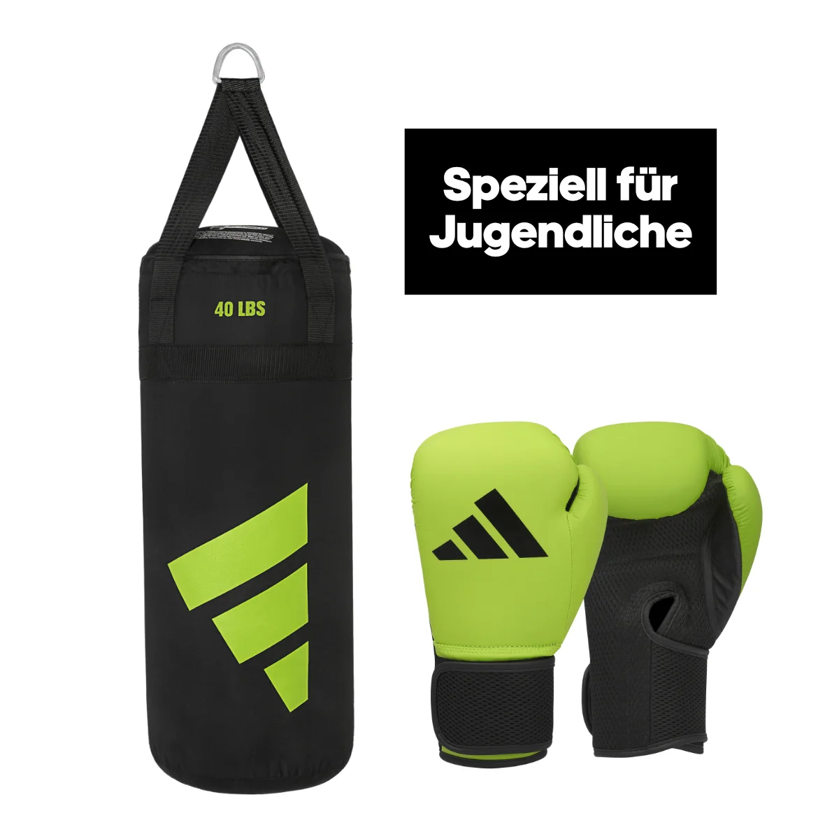 Boxhandschuhe, Sandsack, Kickbox-Set, Neon-Grün, Trainingsausrüstung