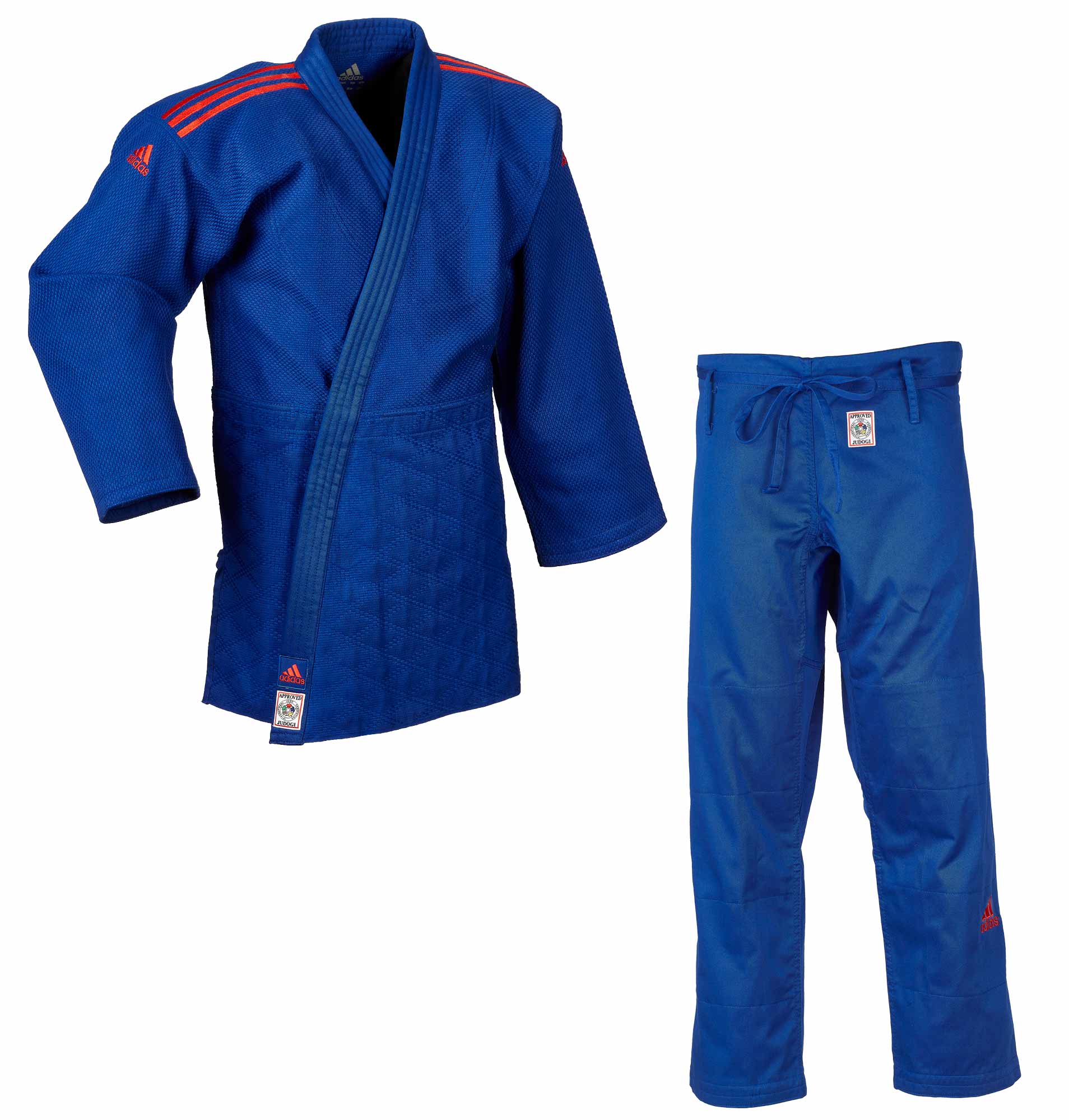 adidas Judoanzug CHAMPION II IJF, blau/rotes Logo, JIJF
