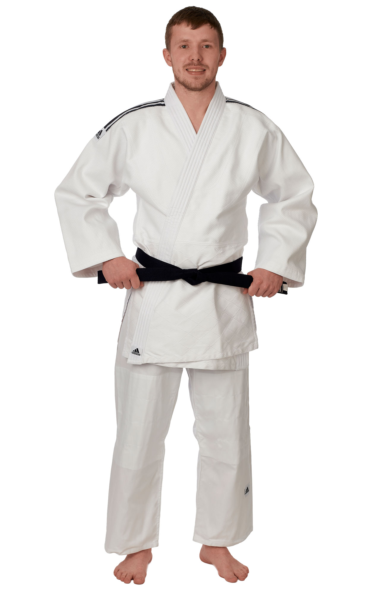 adidas Judo-Anzug Training weiß/schwarze Streifen, J500 adidas Judo-Anzug Training weiß/schwarze Streifen, J500