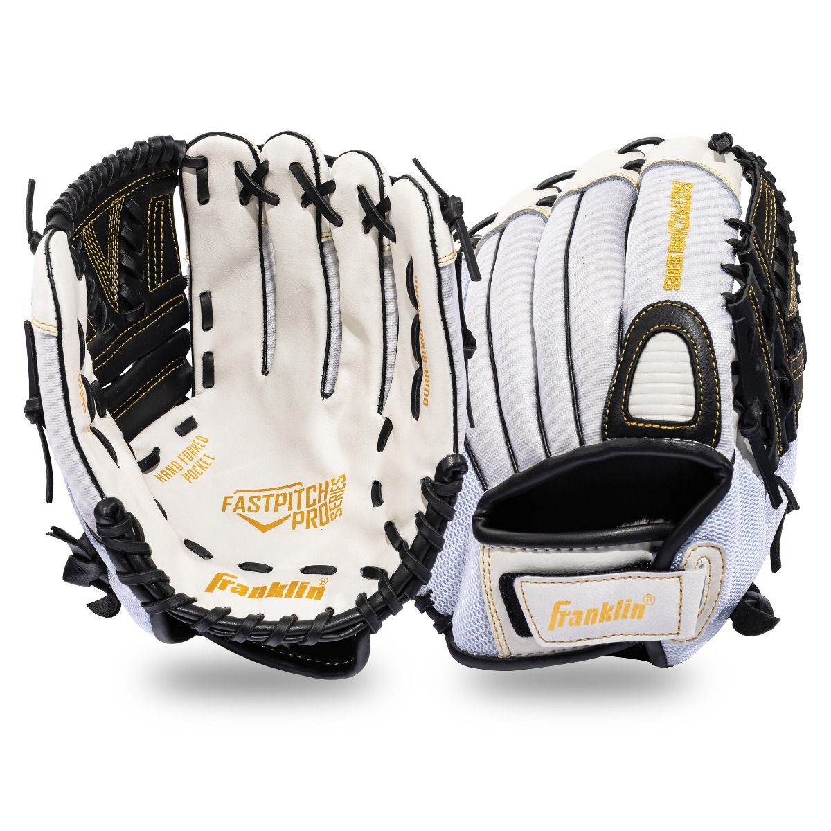 baseball glove, right-handed, pocket glove, white black, franklin brand