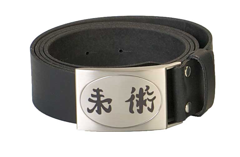 Gürtel echt Leder mit graviertem Kanji Ju-Jutsu