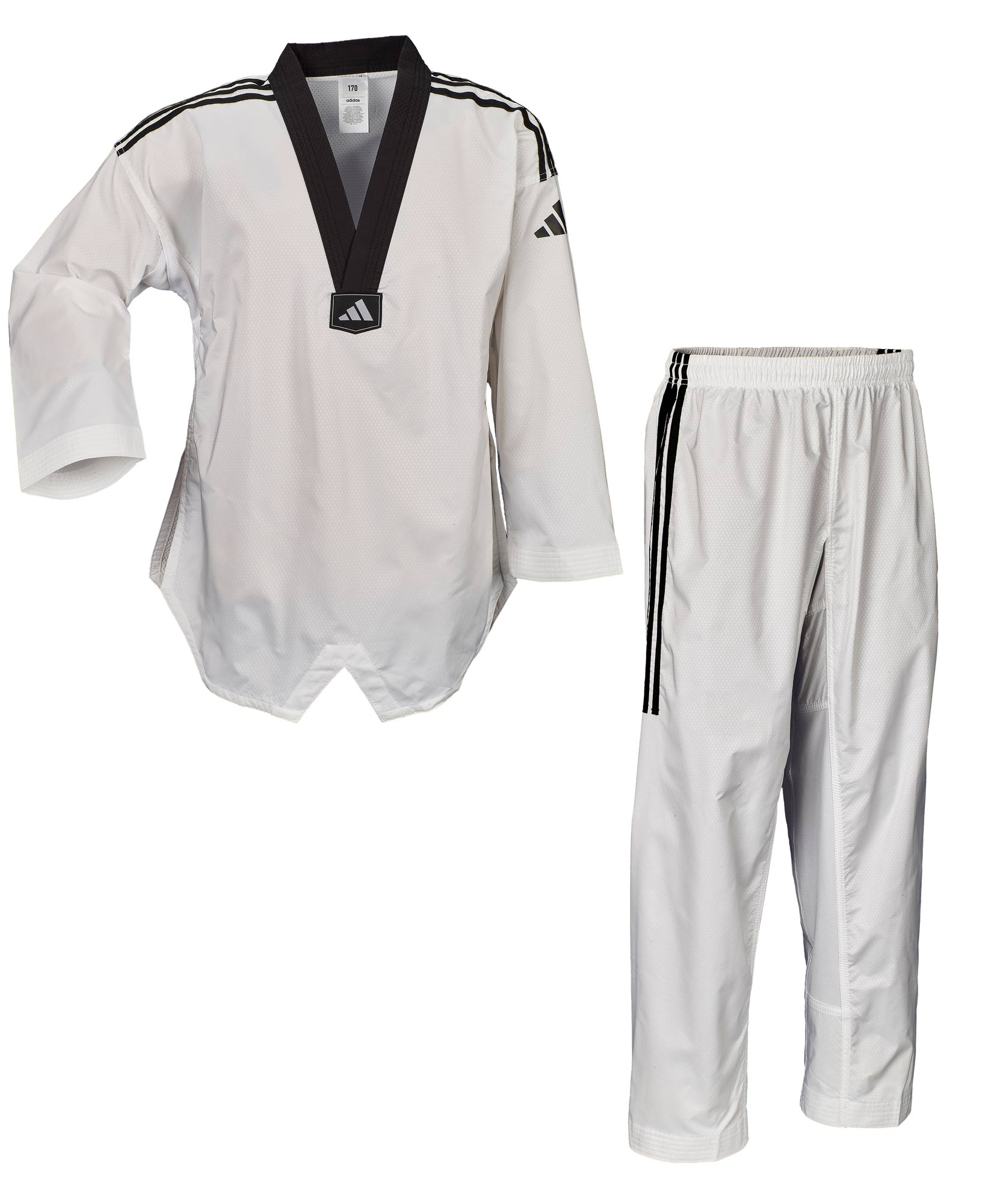 adidas Taekwondoanzug, adi Fighter Eco mit Streifen, schwarzes Revers