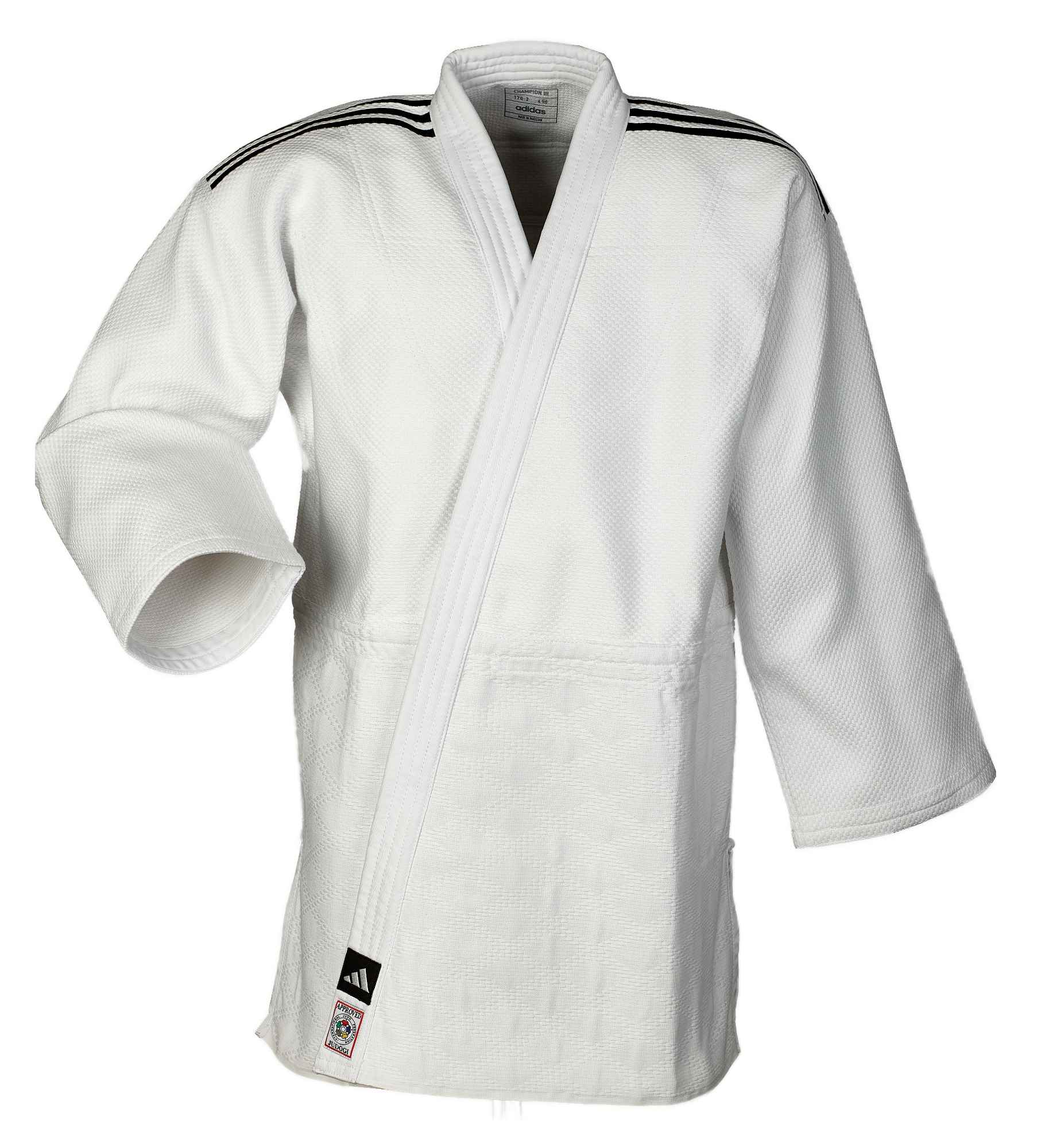 adidas Judoanzug CHAMPION III IJF - Model 1 weiß/schwarze Streifen JIJFS adidas Judoanzug CHAMPION III IJF - Model 1 weiß/schwarze Streifen JIJFS