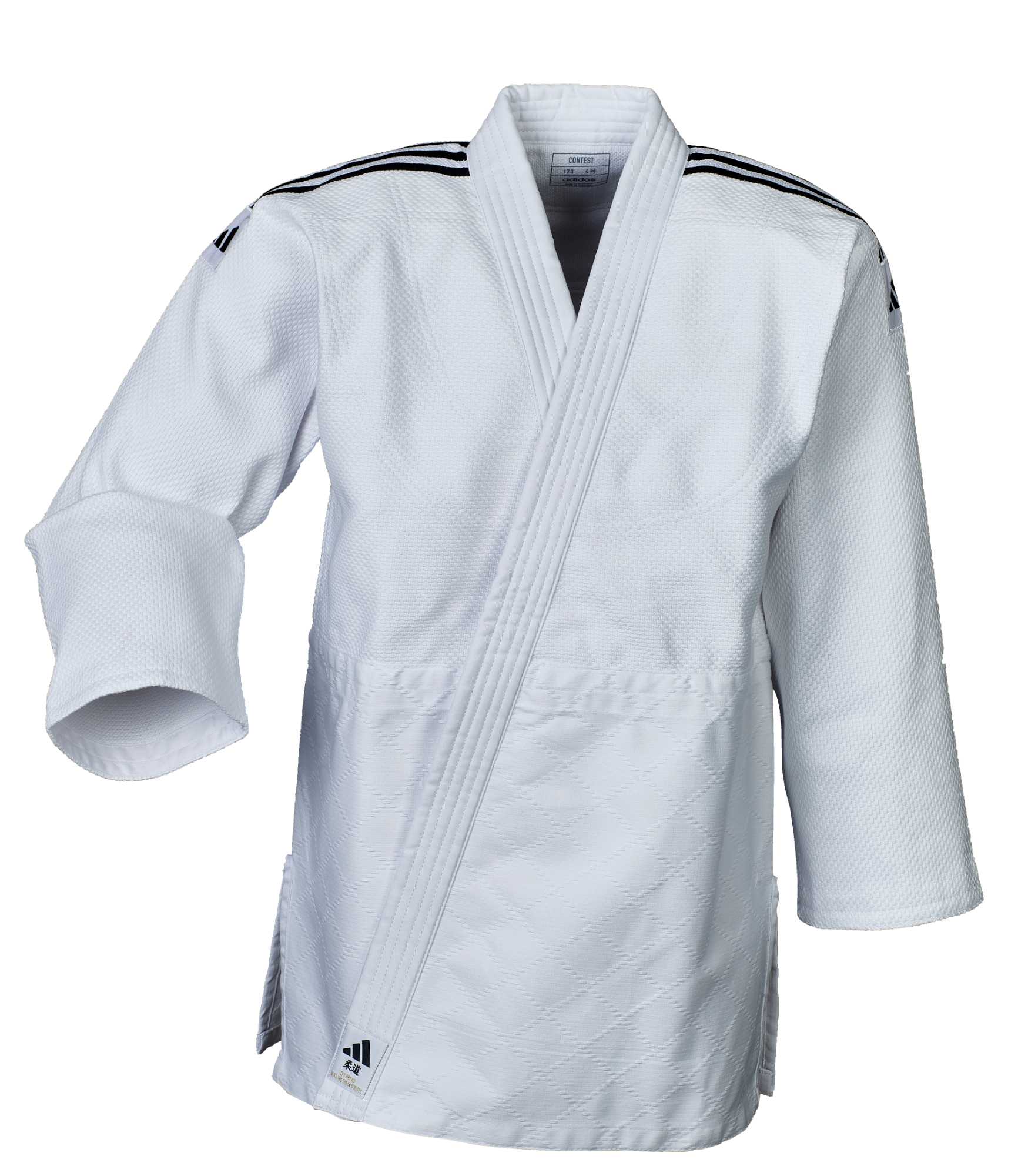 J650P-white_black-Judo-uniform-Contest-2023-0005 adidas Judo-Anzug Contest weiß/schwarze Streifen, J650