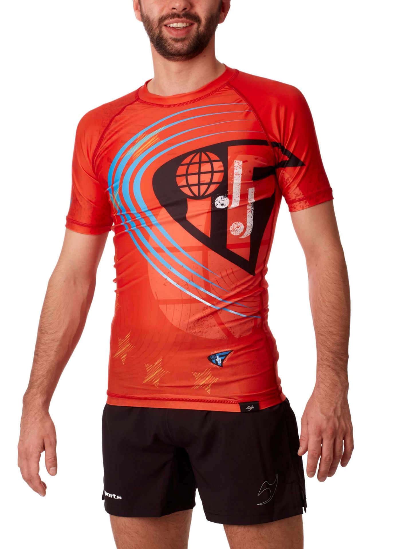 Rashguard kurzarm rot - JJIF approved mit Ländercode Rashguard kurzarm rot - JJIF approved mit Ländercode