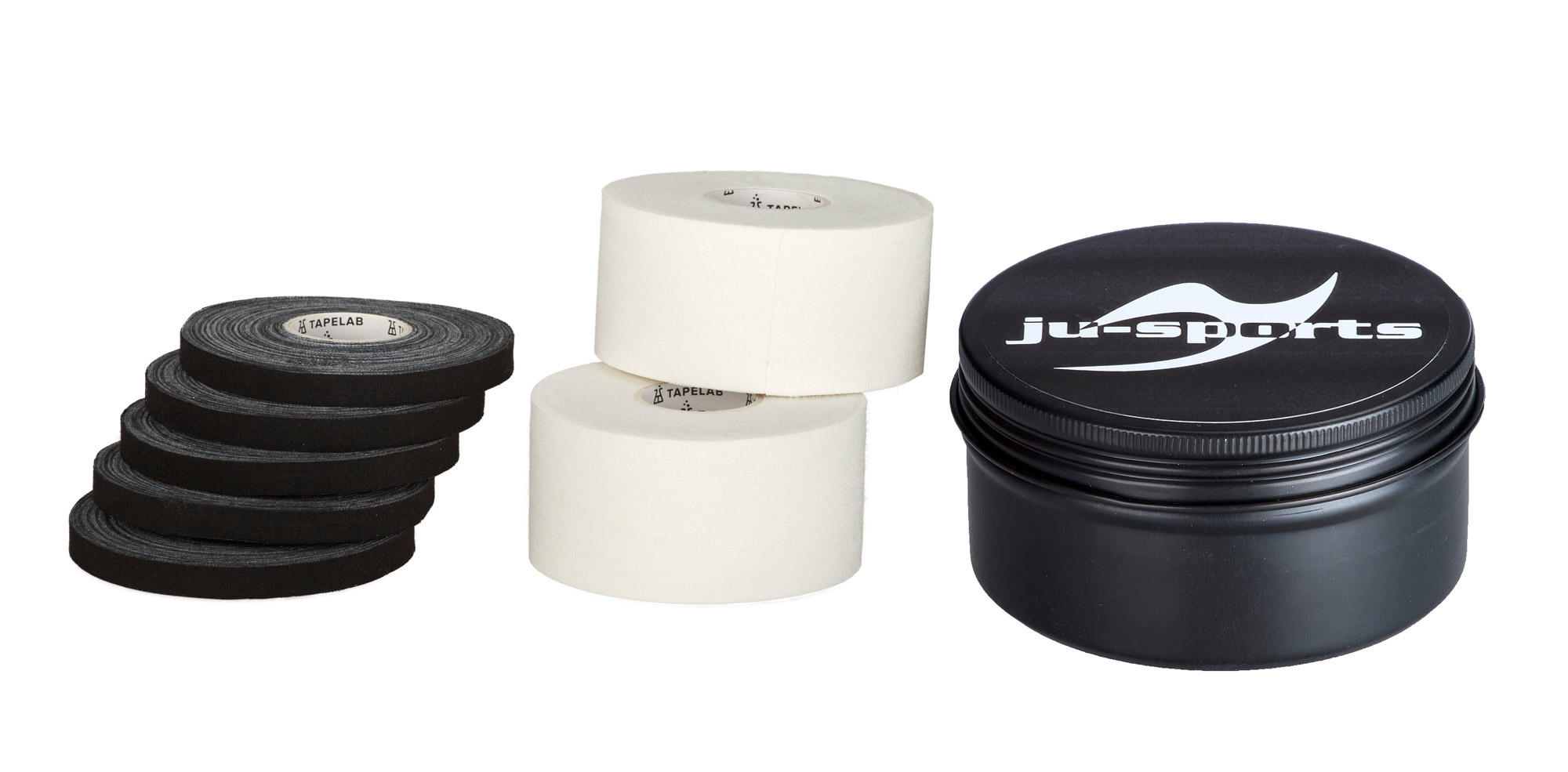 Athletic Finger Tape Set 5  - 2 x Tape pro, 5 x Fingertape schwarz plus Box