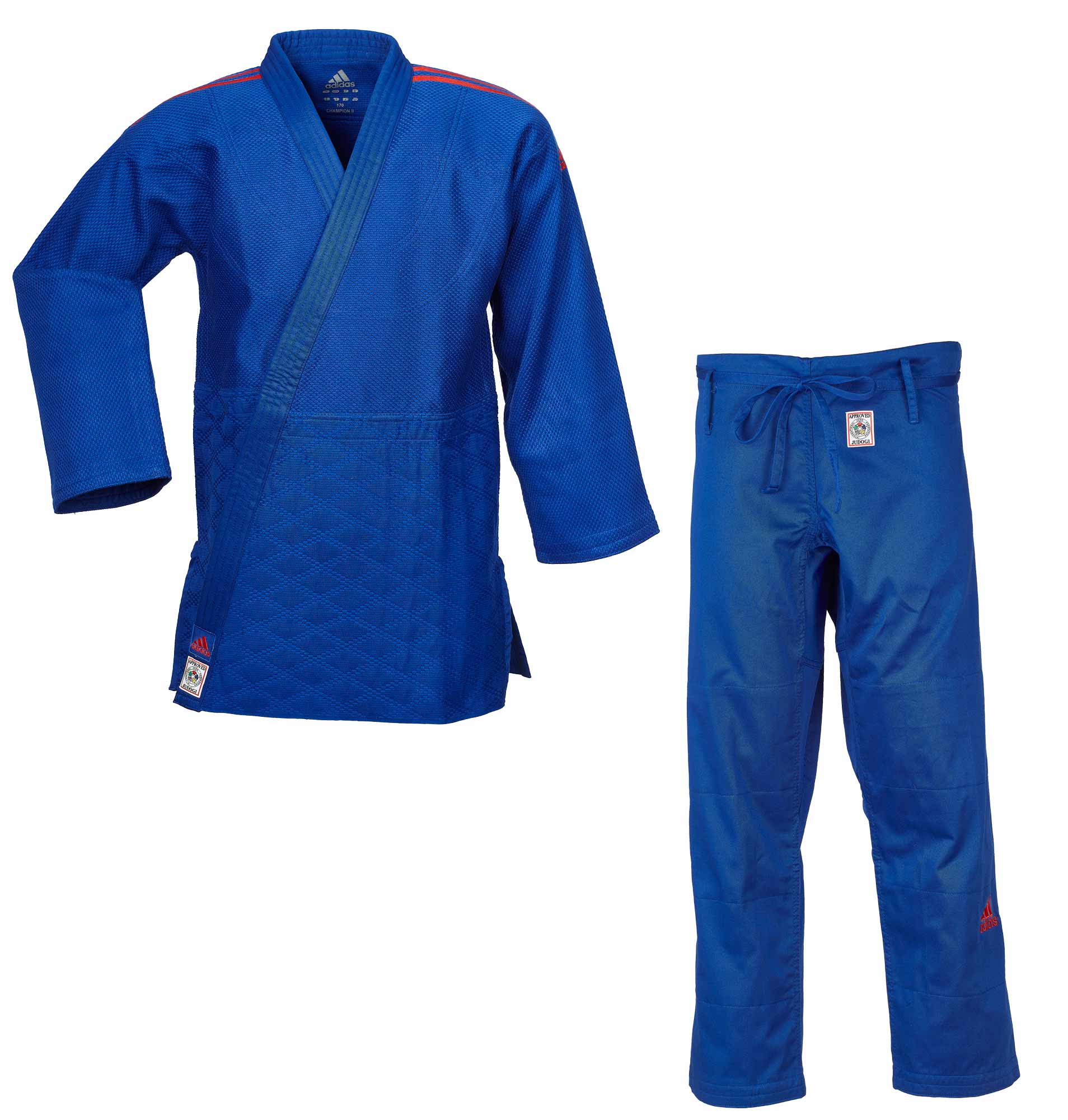 adidas-JudoGi-ChampionII-IJF-normal-blue-red-stripes-1 adidas Judoanzug CHAMPION II IJF, blau/rotes Logo, JIJF